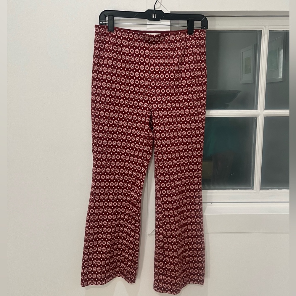 Maeve Anthropologie Marron Patterned Capri Knit Pants